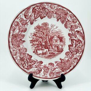 Spode Archive Collection Victorian Series Rural Scenes Dinner Plate 10" Red